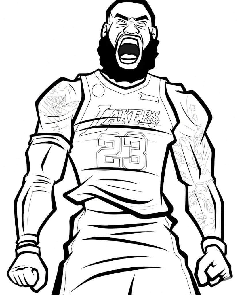 Fise de colorat cu Desenează Lebron James gratuit simplu