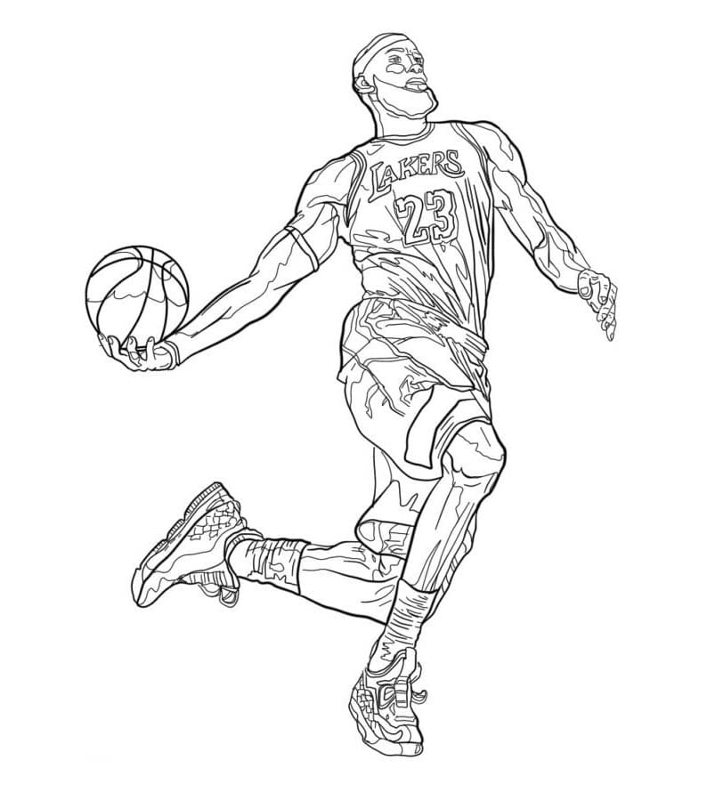 Fise de colorat cu Desenează Lebron James gratuit