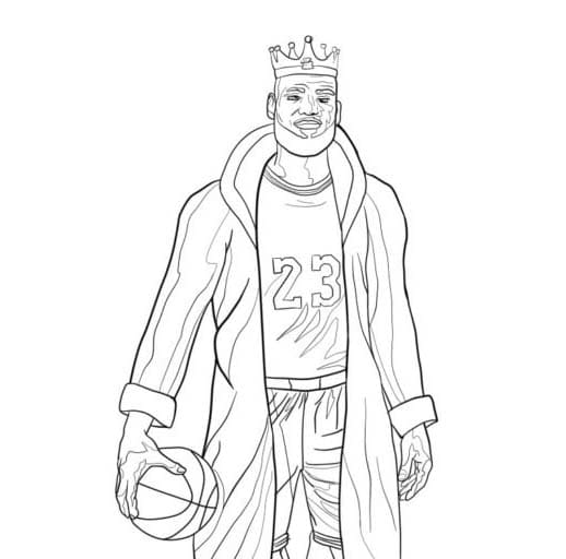 Fise de colorat cu Desenează Lebron James imprimabil gratuit simplu