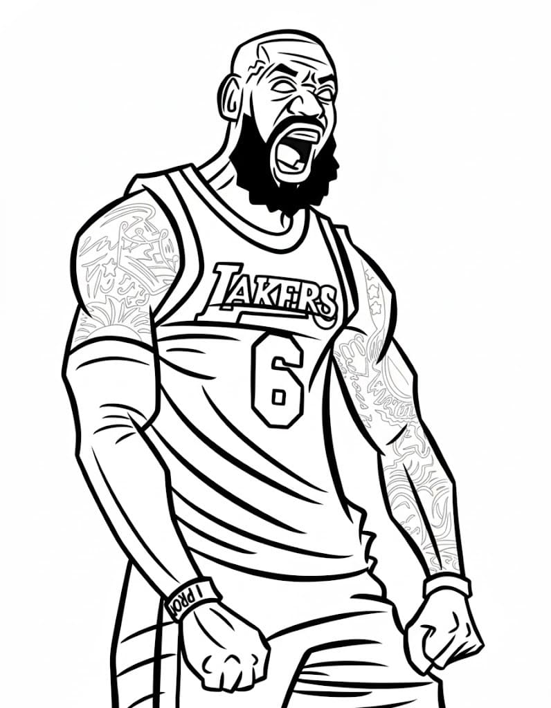 Fise de colorat cu Desenează Lebron James imprimabil gratuit ușor