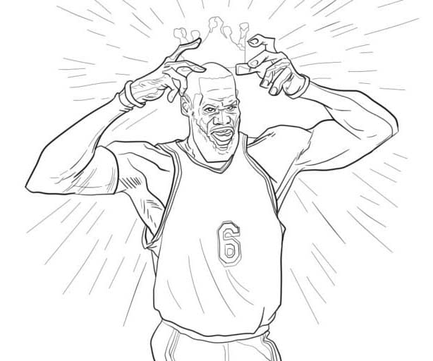 Fise de colorat cu Desenează Lebron James imprimabil simplu