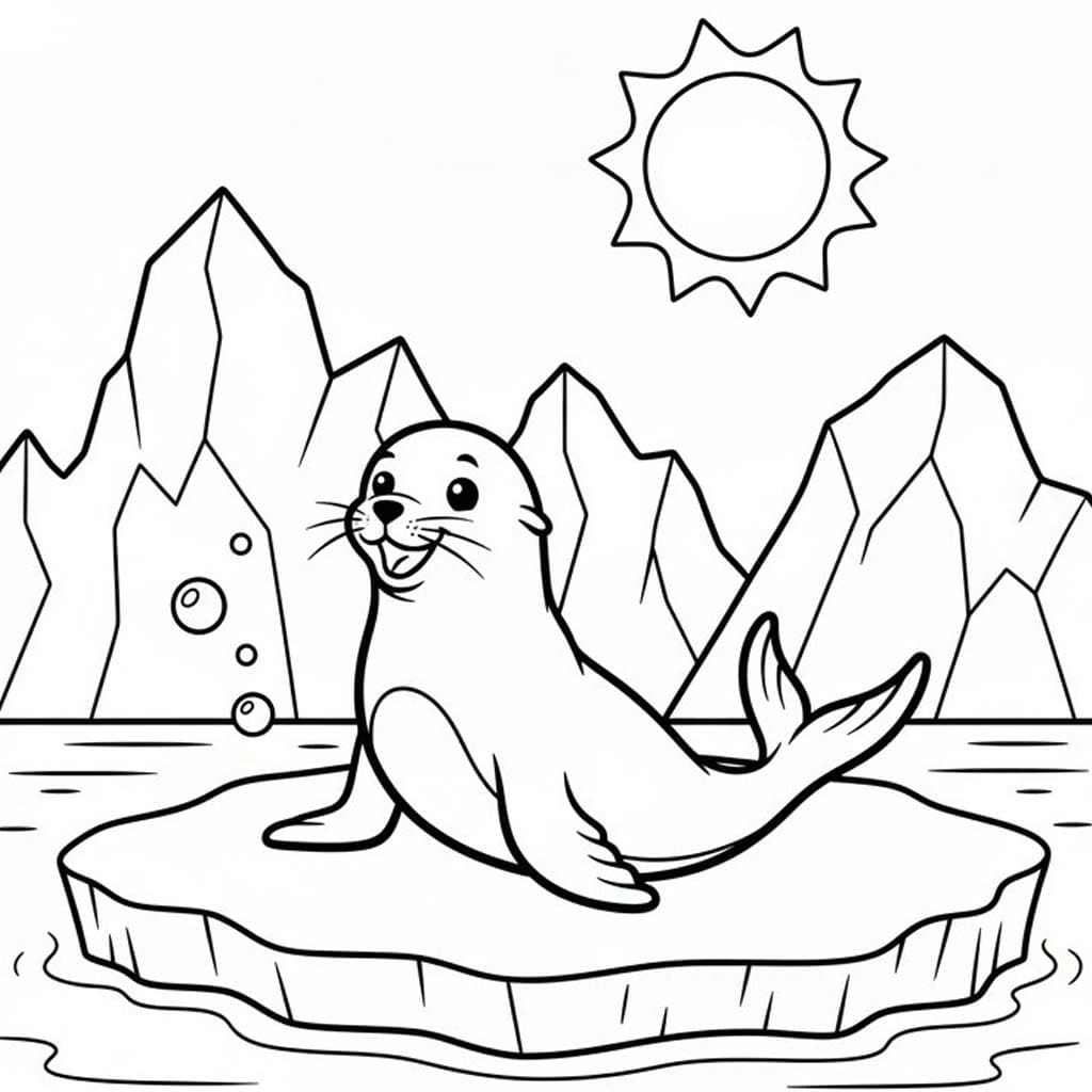 Fise de colorat cu Desenează Leu de Mare bazic