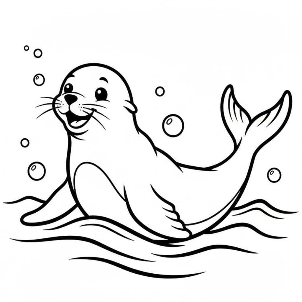 Fise de colorat cu Desenează Leu de Mare gratuit