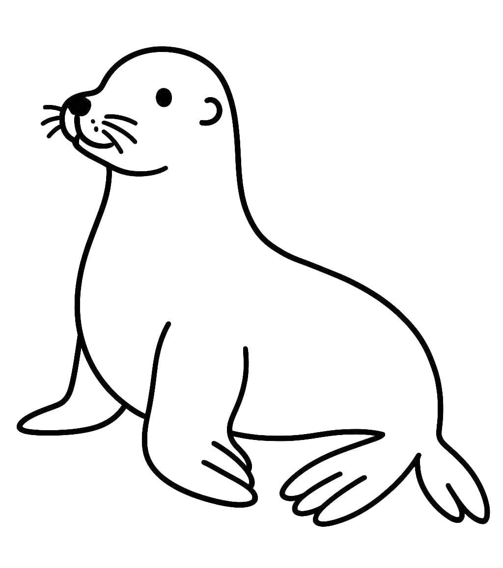 Fise de colorat cu Desenează Leu de Mare imprimabil gratuit simplu