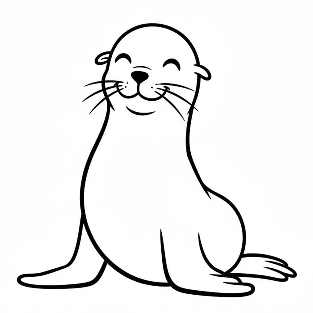 Fise de colorat cu Desenează Leu de Mare imprimabil pentru copii