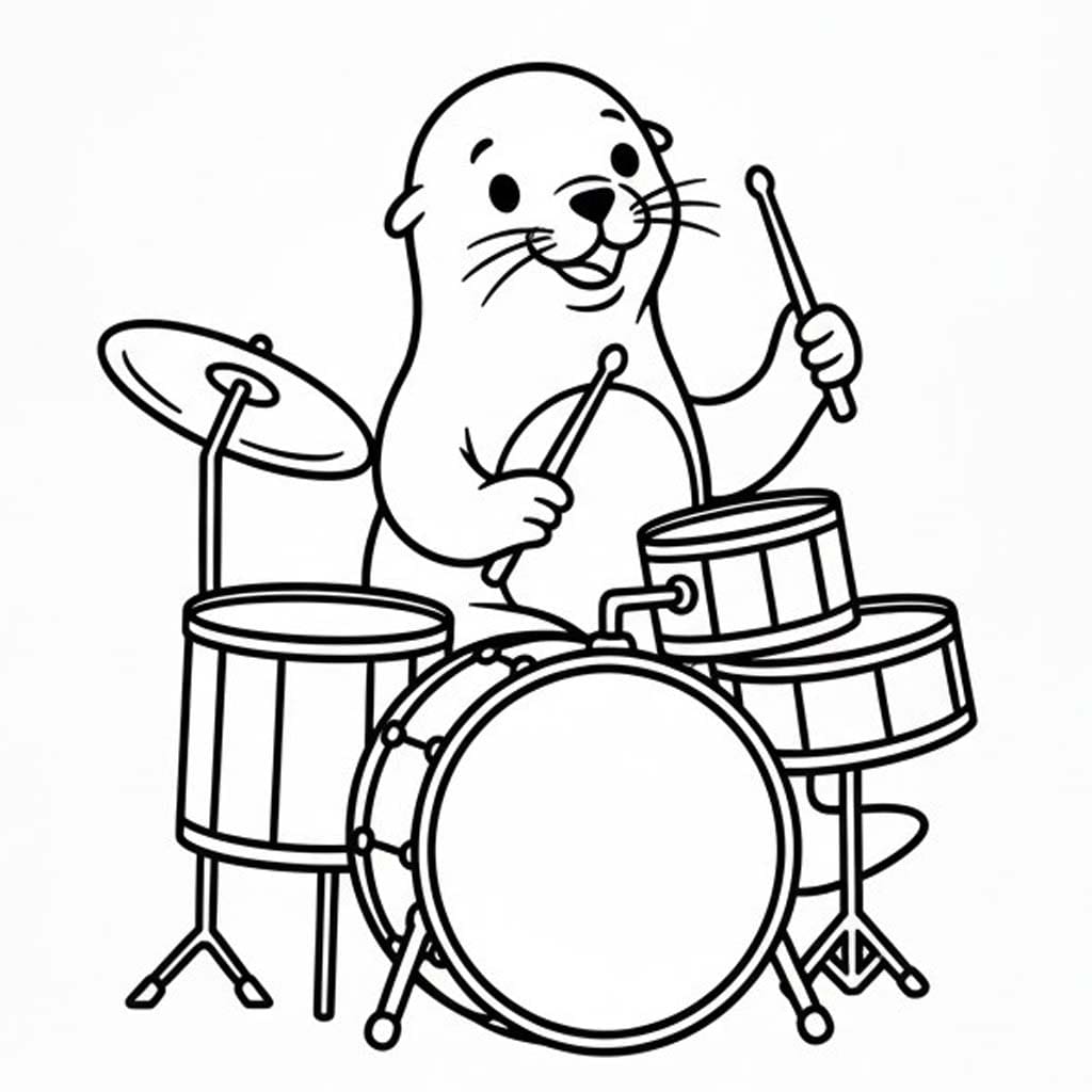 Fise de colorat cu Desenează Leu de Mare uşor