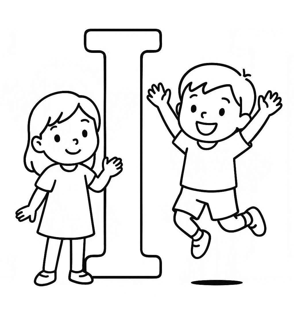 Fise de colorat cu Desenează Litera I bazic la copii