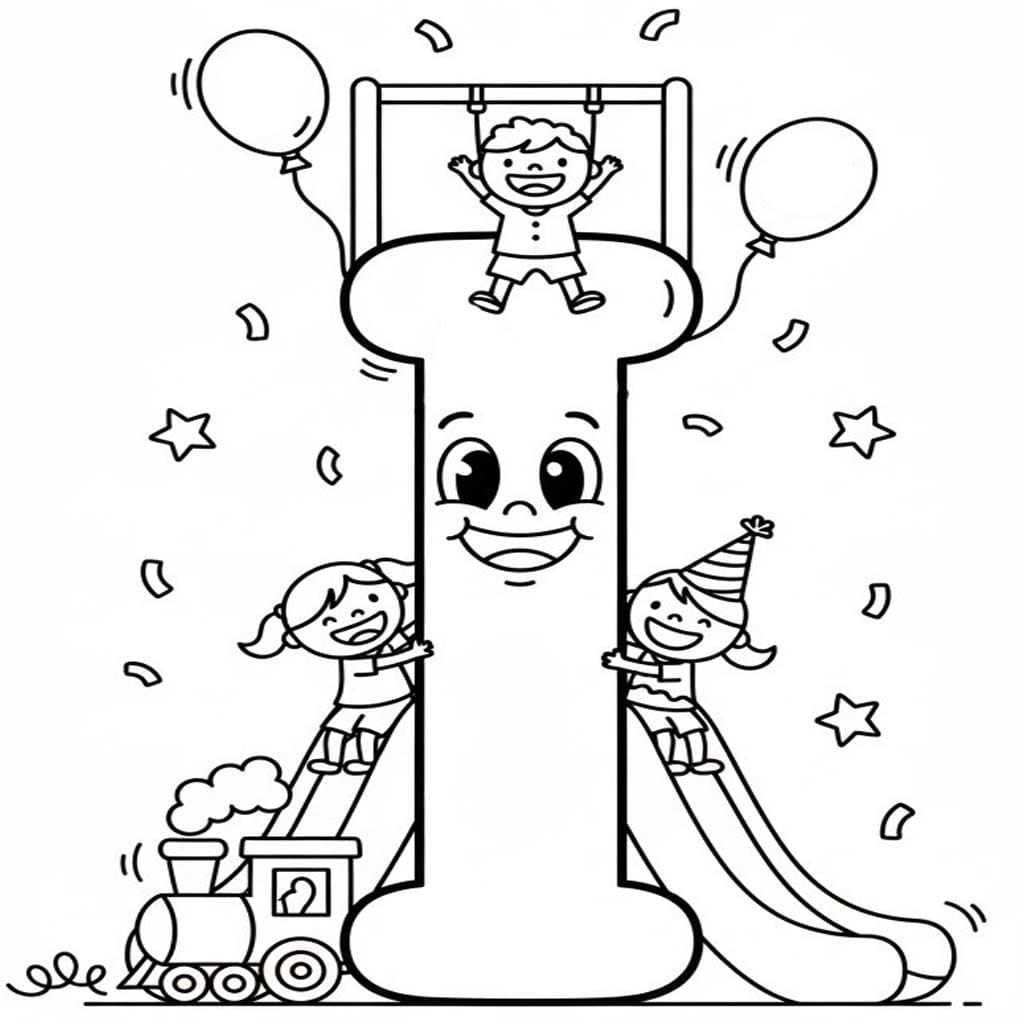 Fise de colorat cu Desenează Litera I la copii