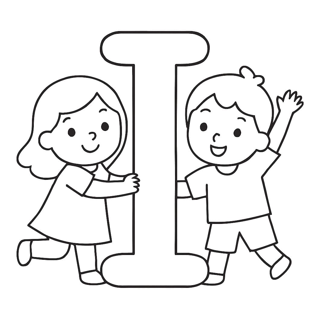 Fise de colorat cu Desenează Litera I