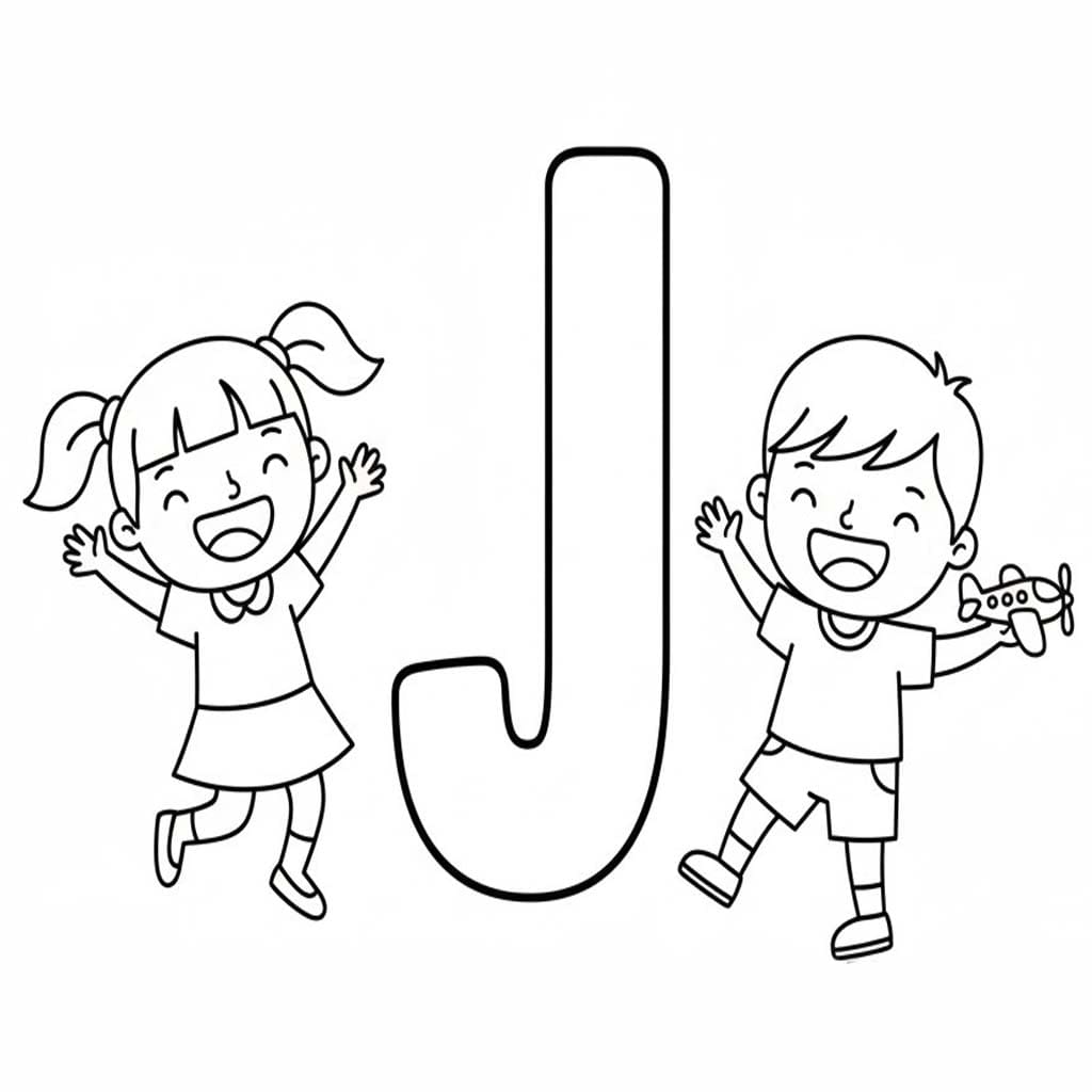 Fise de colorat cu Desenează Litera J bazic