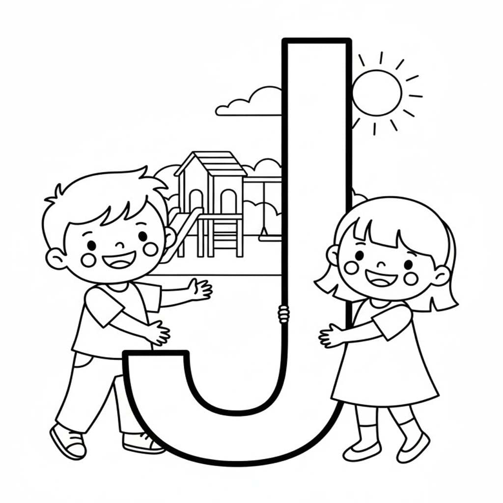 Fise de colorat cu Desenează Litera J imprimabil