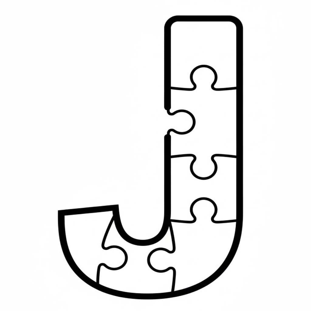 Fise de colorat cu Desenează Litera J simplu