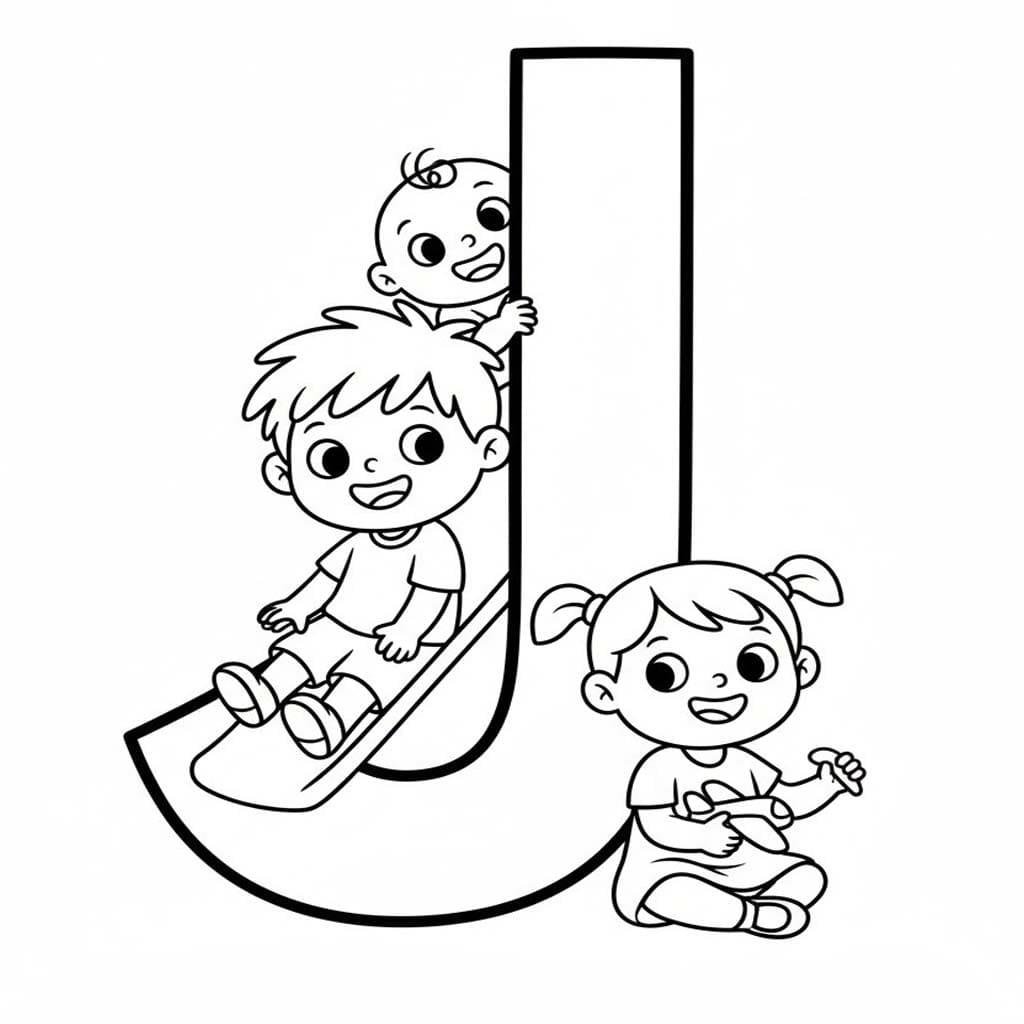 Fise de colorat cu Desenează Litera J uşor