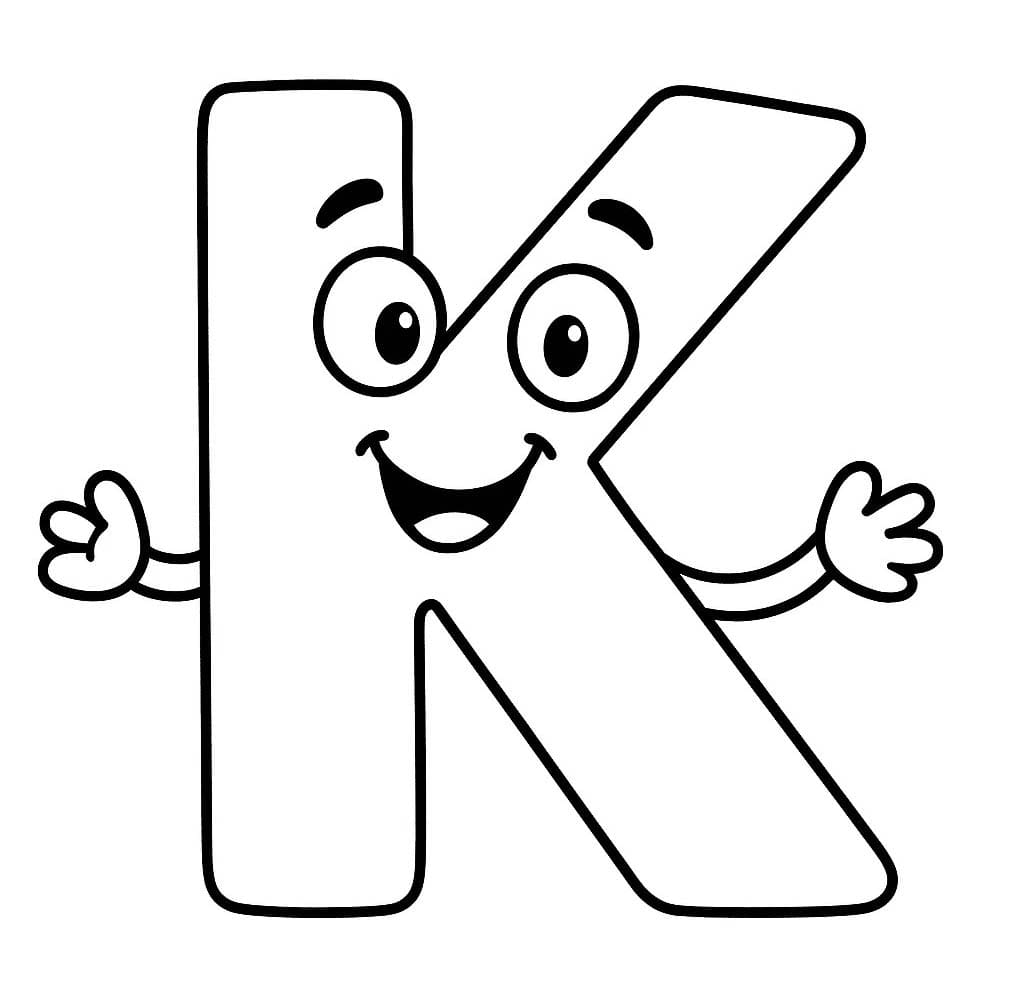Fise de colorat cu Desenează Litera K amuzant