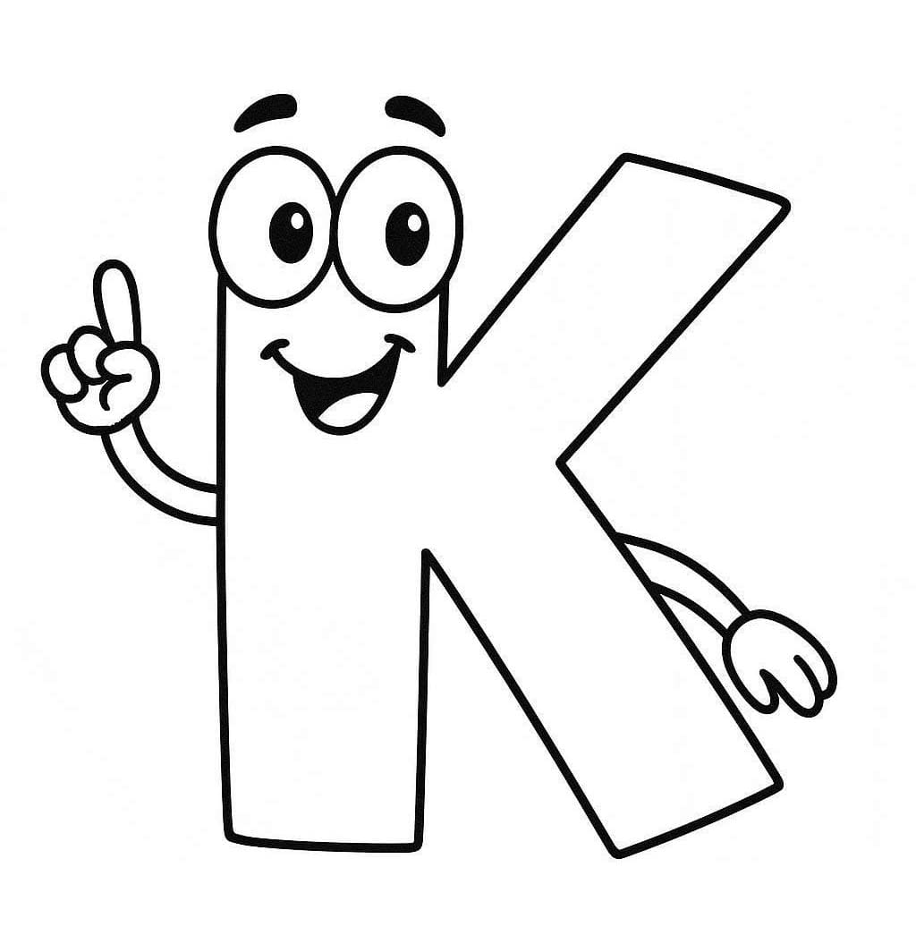 Fise de colorat cu Desenează Litera K bazic la copii