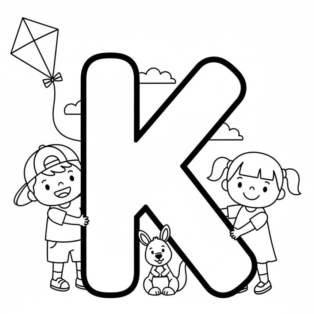 Fise de colorat cu Desenează Litera K bazic