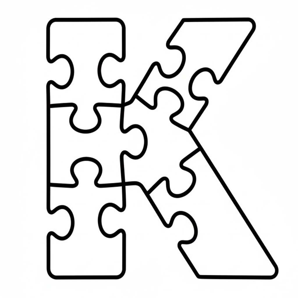 Fise de colorat cu Desenează Litera K gratuit pentru copii