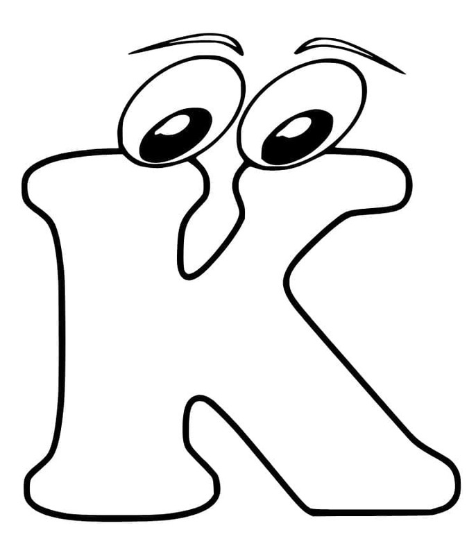 Fise de colorat cu Desenează Litera K gratuit simplu