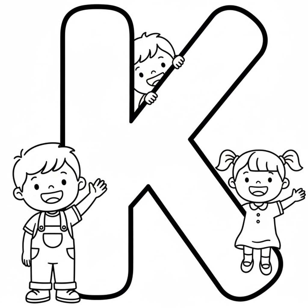 Fise de colorat cu Desenează Litera K gratuit
