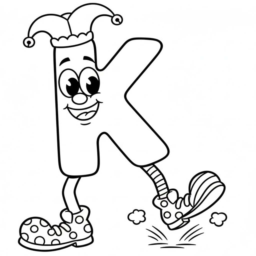 Fise de colorat cu Desenează Litera K imprimabil gratuit