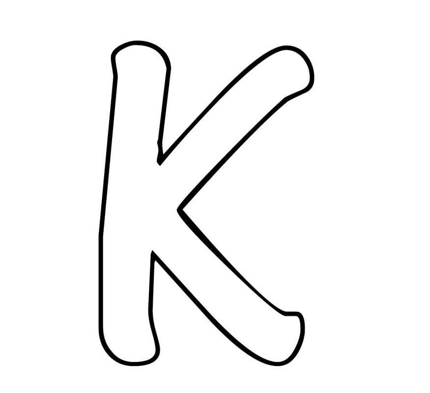 Fise de colorat cu Desenează Litera K imprimabil simplu
