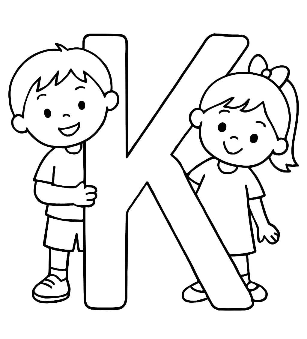 Fise de colorat cu Desenează Litera K pentru copii