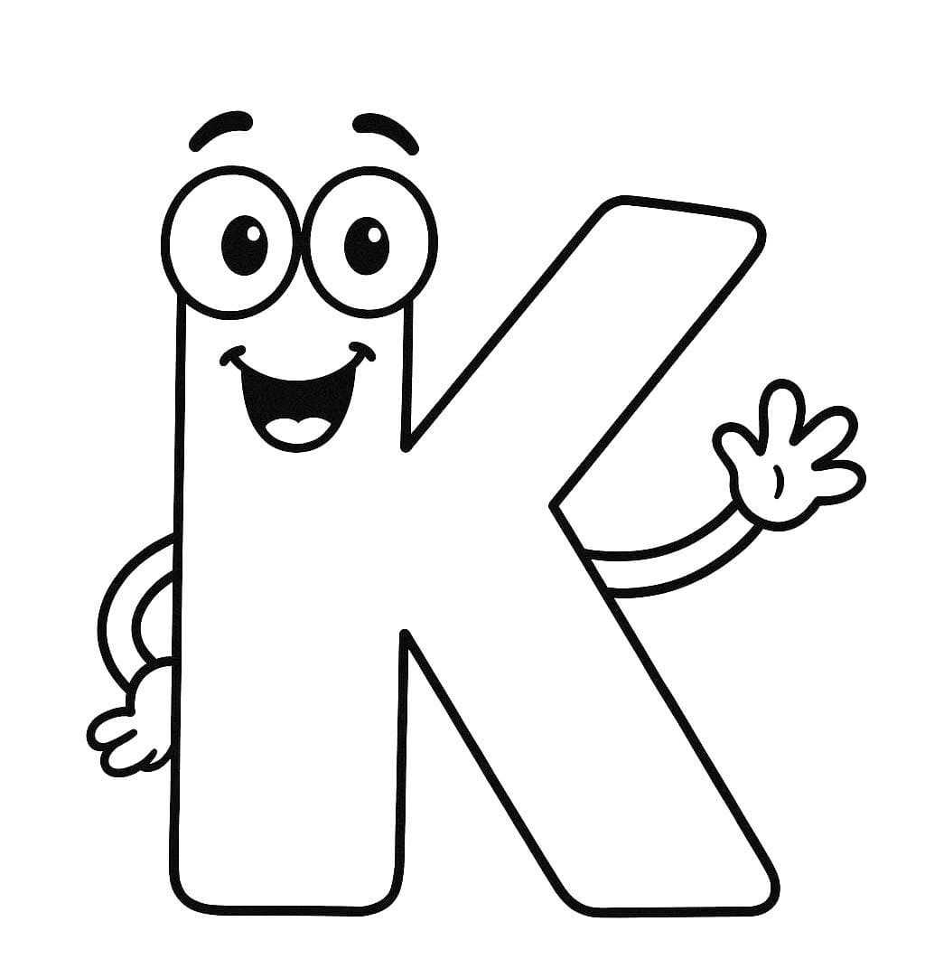 Fise de colorat cu Desenează Litera K simplu la copii