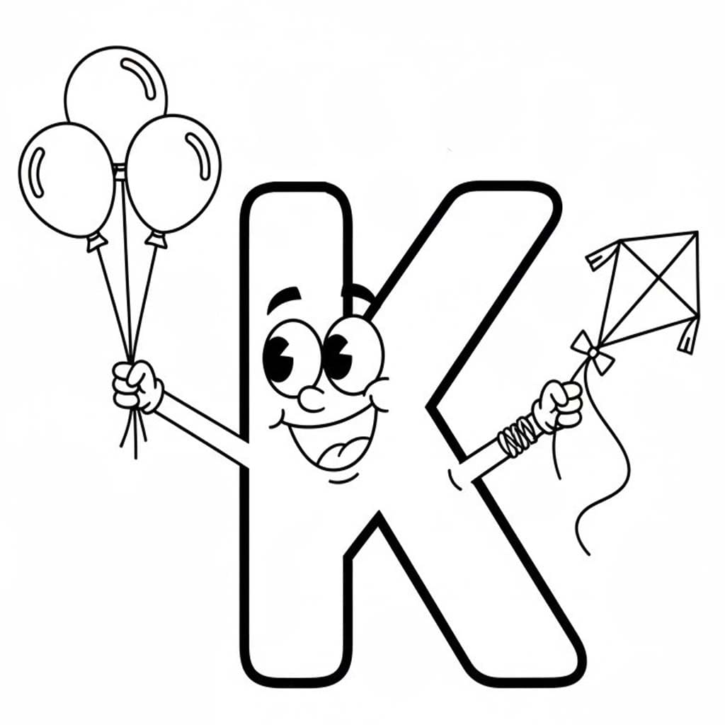 Fise de colorat cu Desenează Litera K simplu