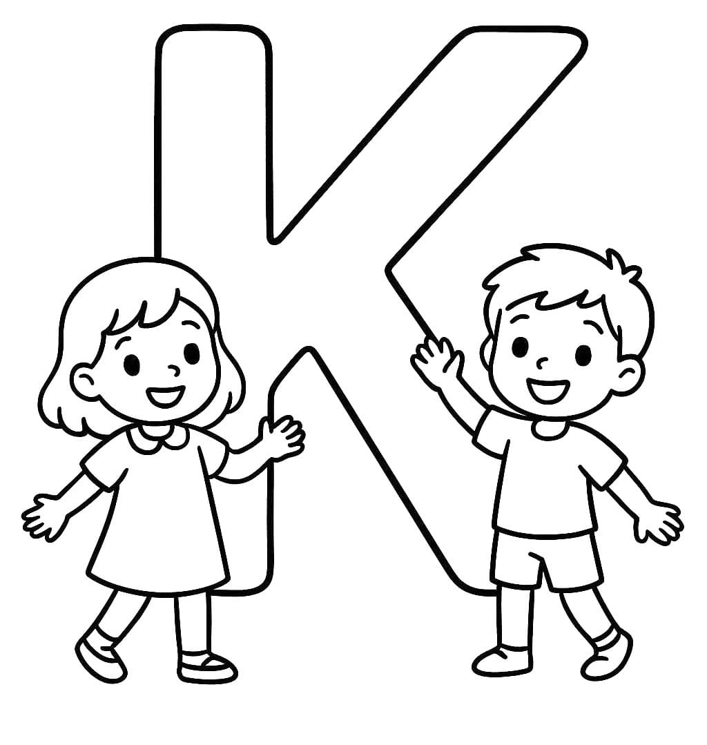 Fise de colorat cu Desenează Litera K uşor la copii