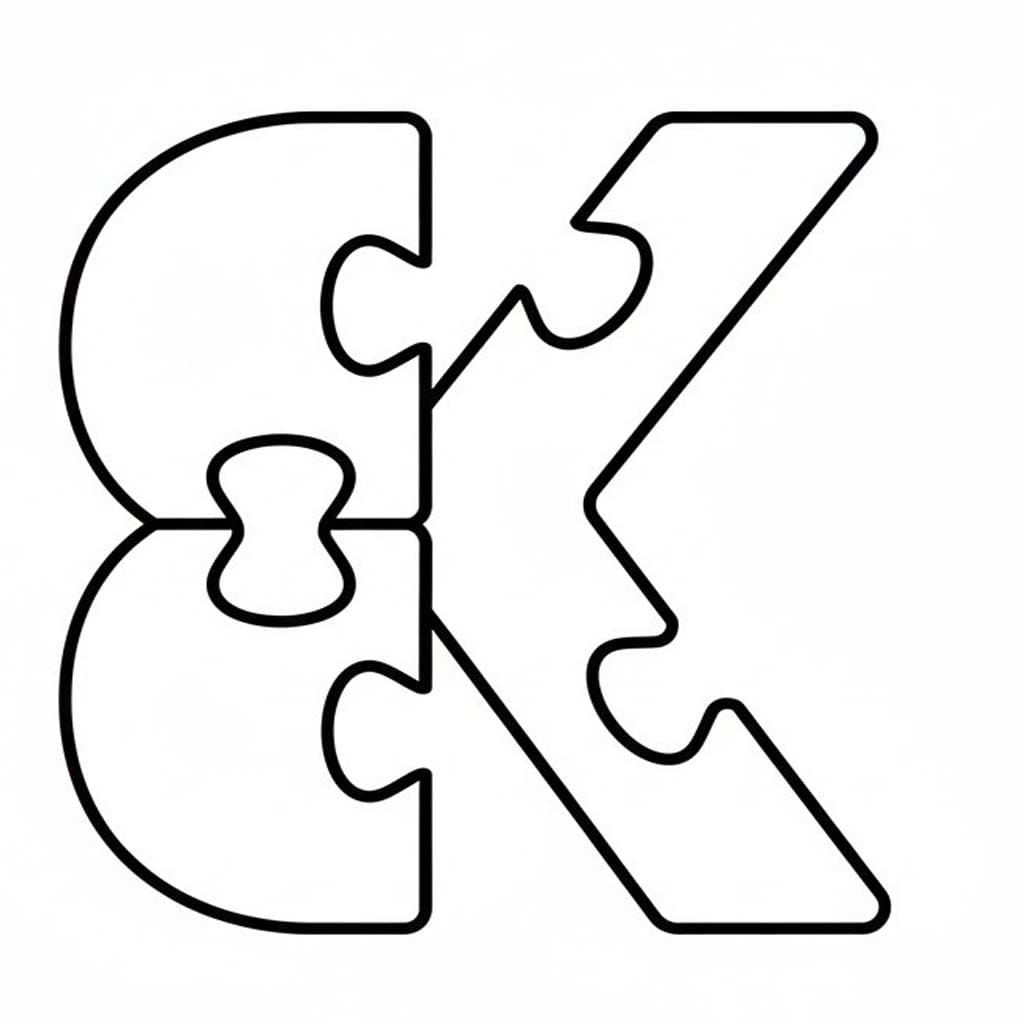 Fise de colorat cu Desenează Litera K uşor