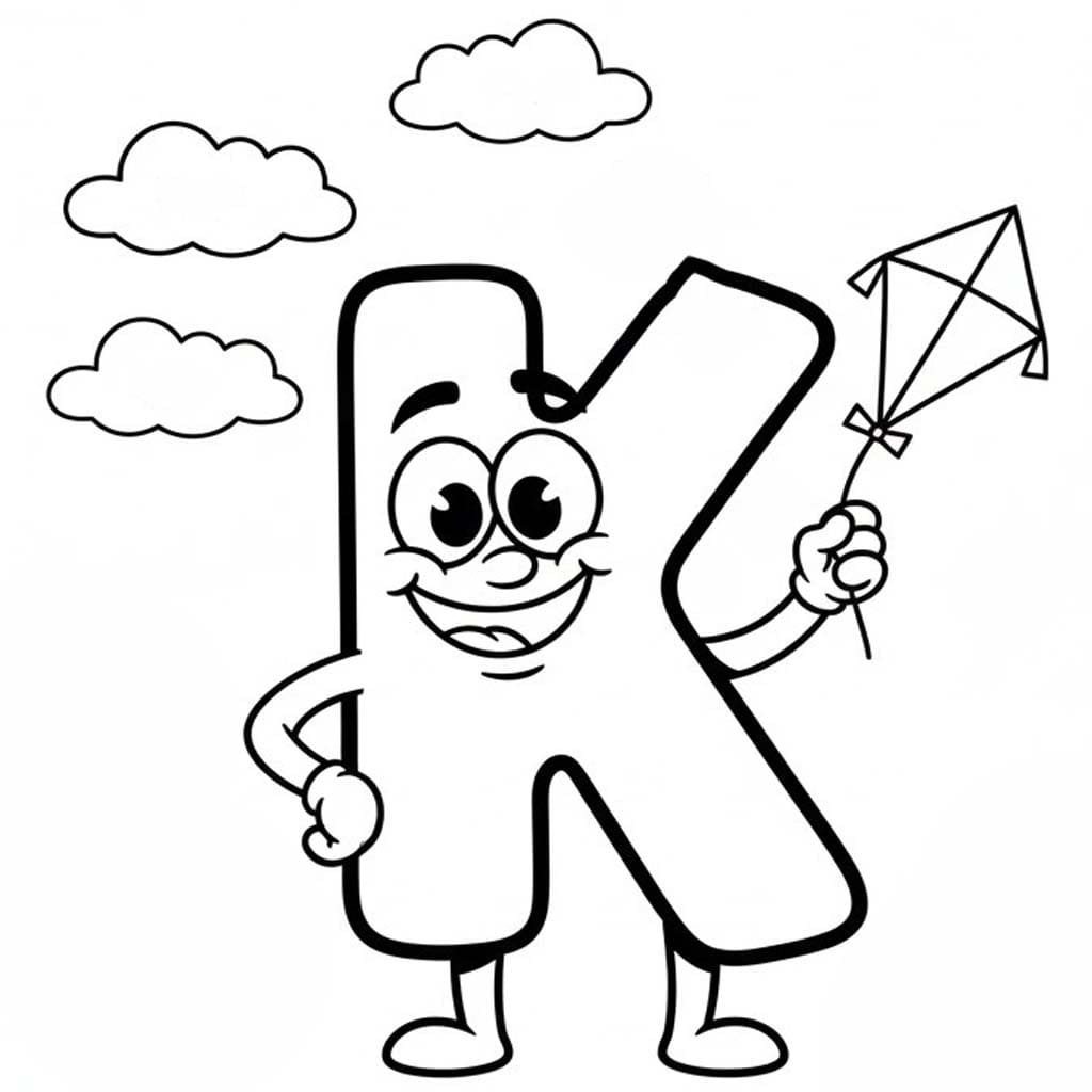 Fise de colorat cu Desenează Litera K