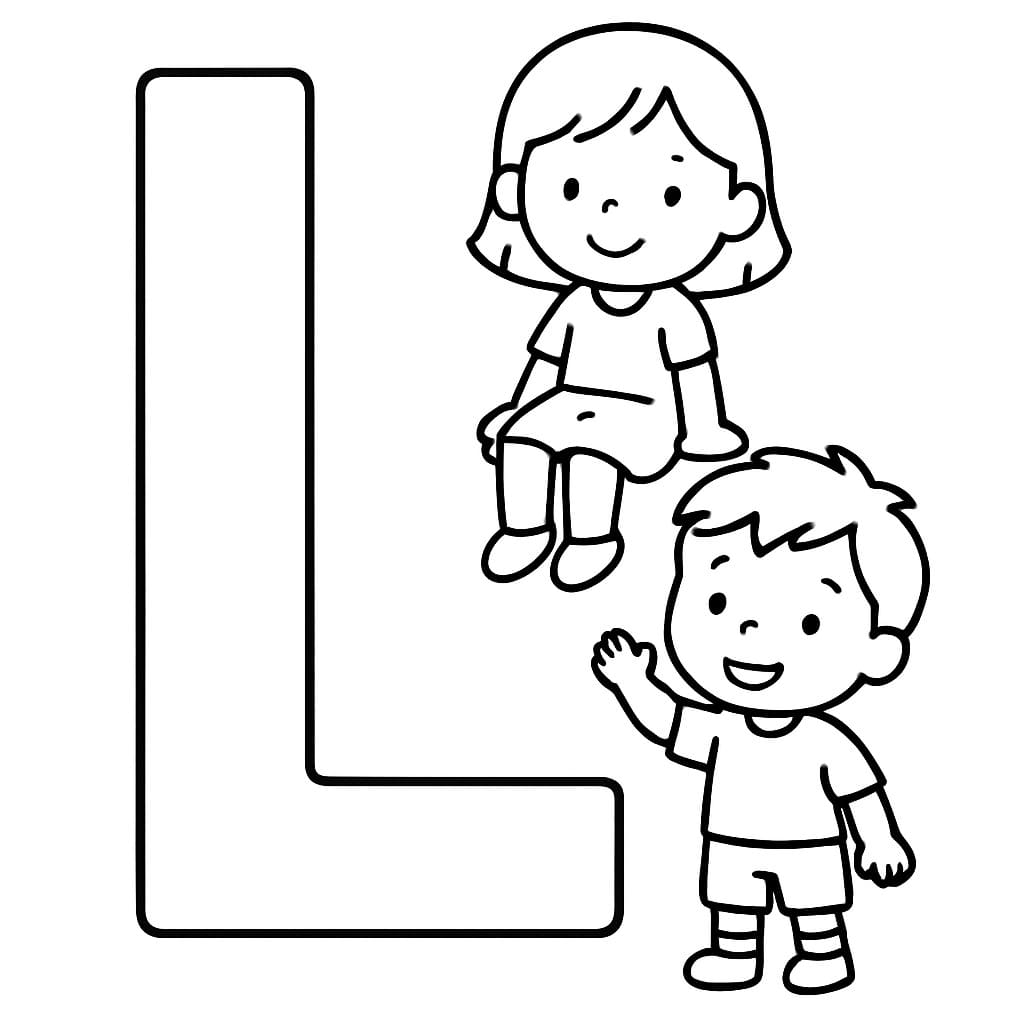 Fise de colorat cu Desenează Litera L gratuit pentru copii