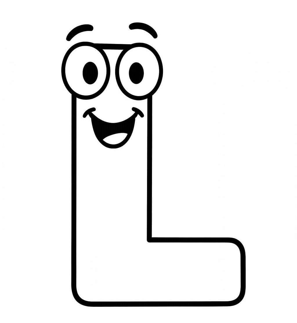 Fise de colorat cu Desenează Litera L imprimabil gratuit simplu