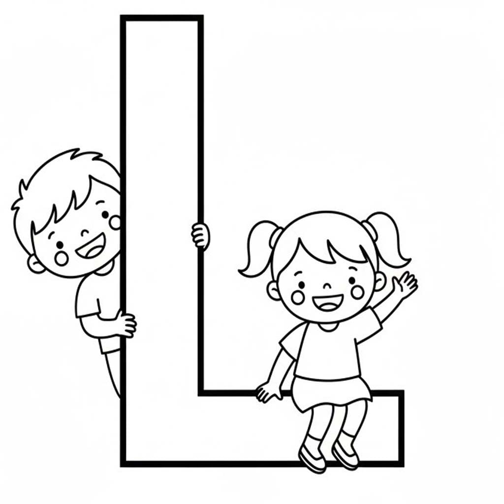 Fise de colorat cu Desenează Litera L imprimabil gratuit