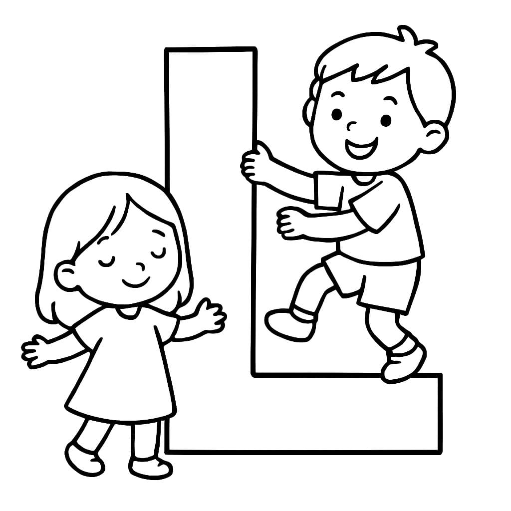 Fise de colorat cu Desenează Litera L simplu