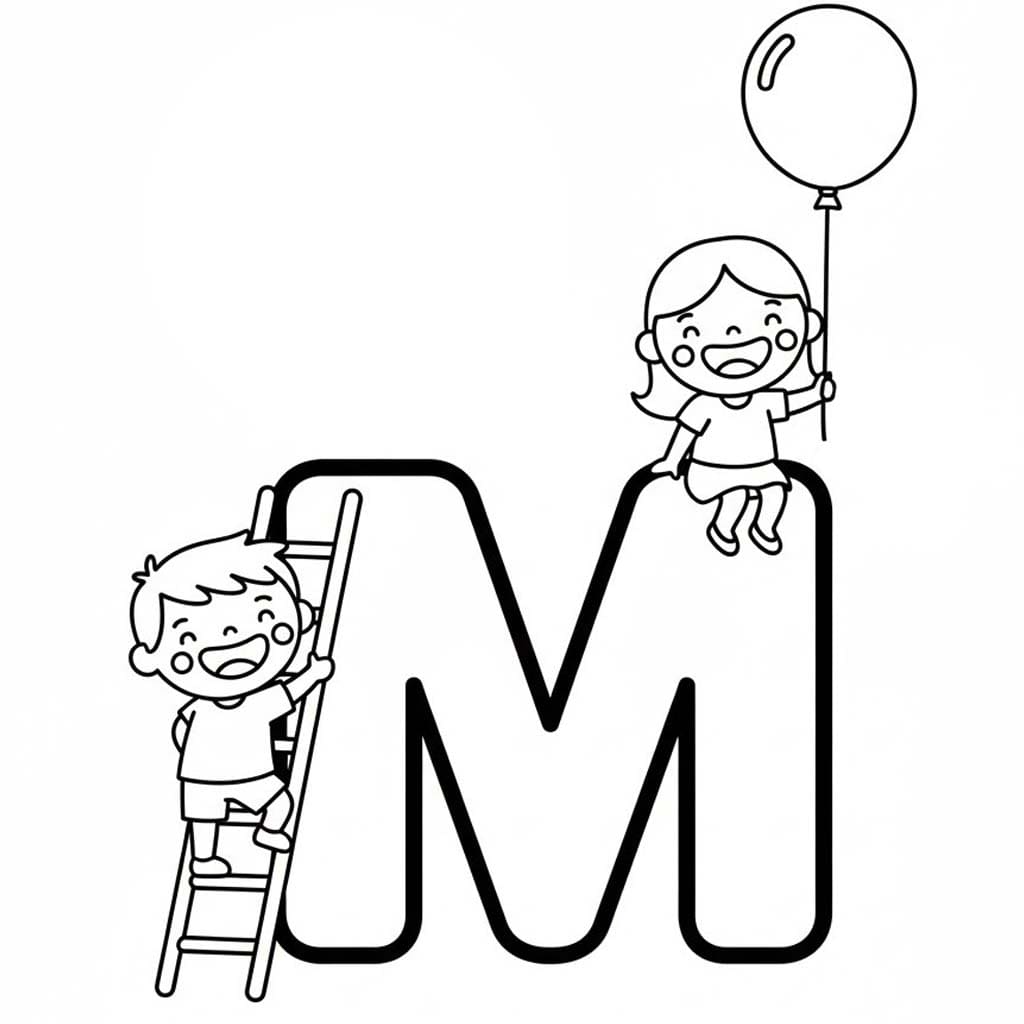 Fise de colorat cu Desenează Litera M bazic