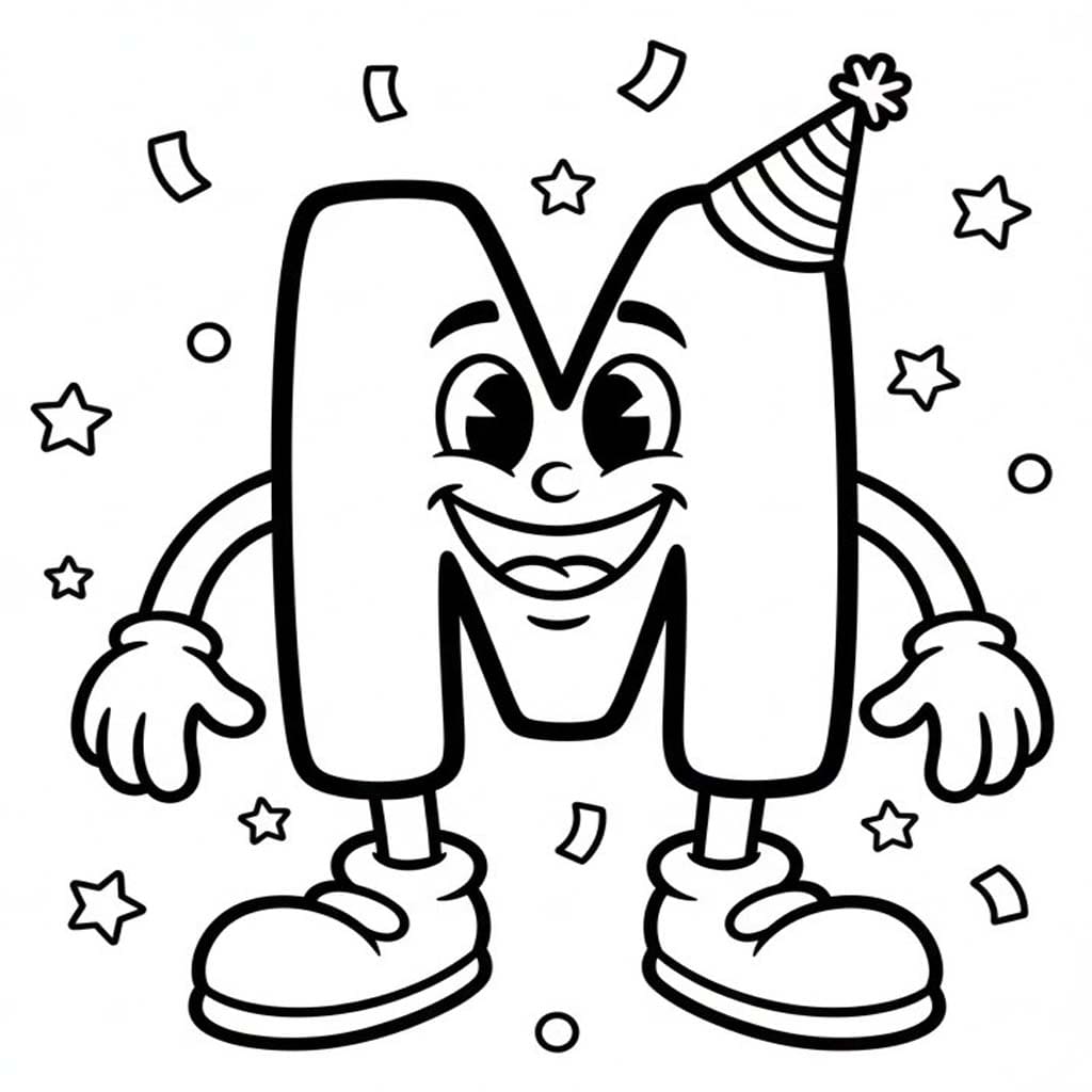 Fise de colorat cu Desenează Litera M gratuit pentru copii