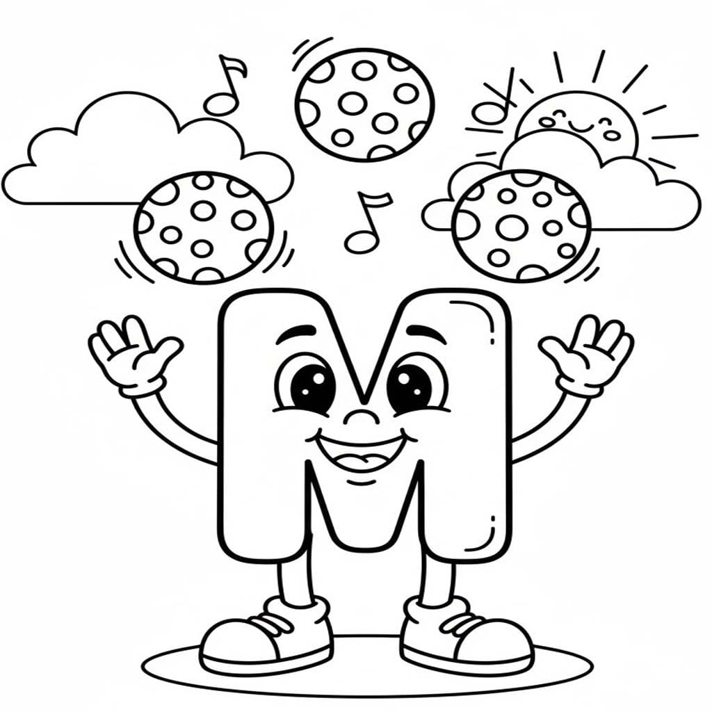 Fise de colorat cu Desenează Litera M gratuit