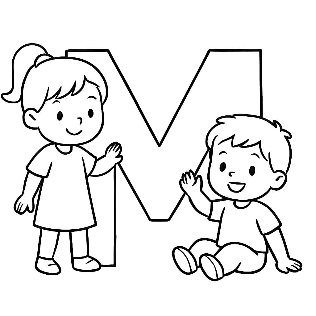 Fise de colorat cu Desenează Litera M pentru copii