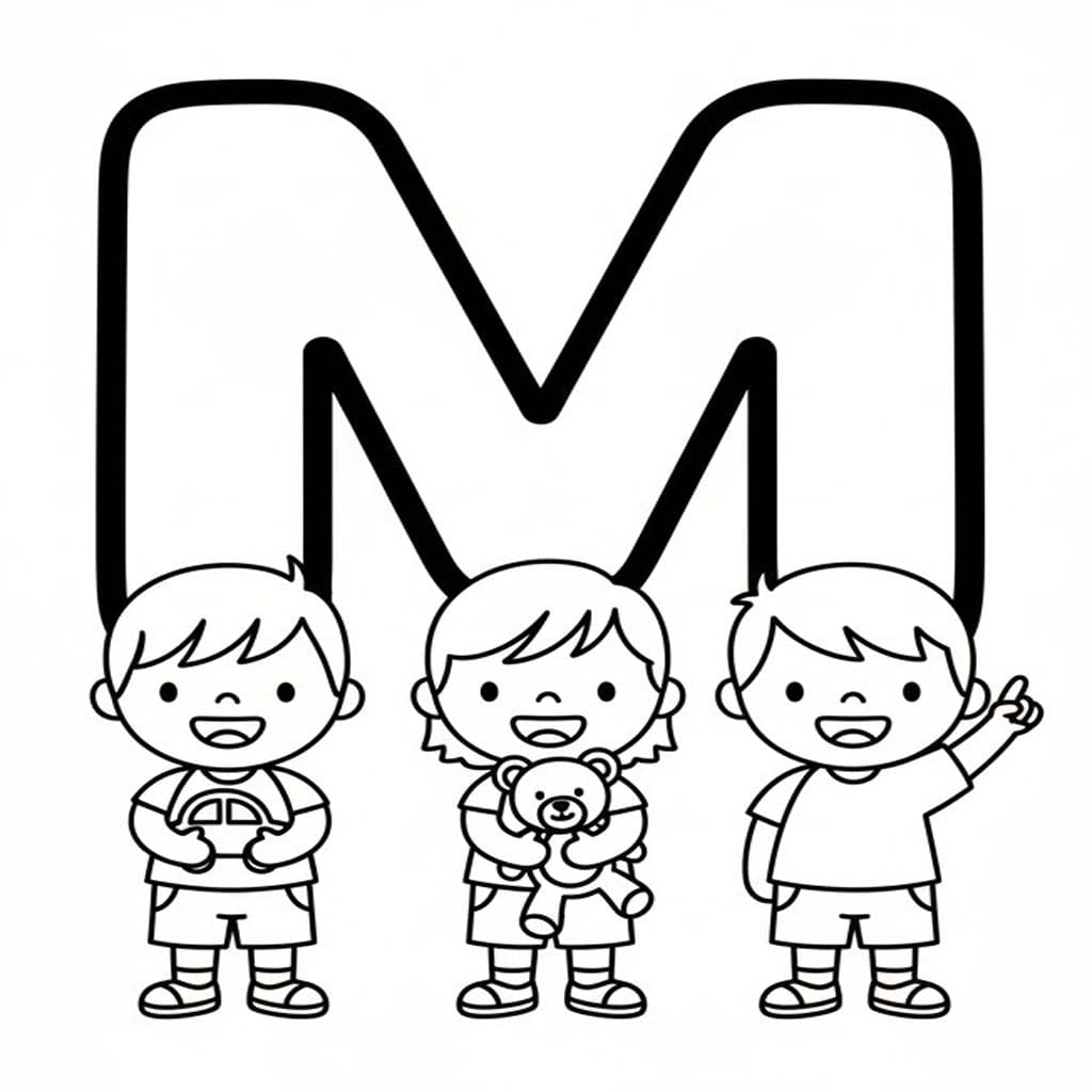 Fise de colorat cu Desenează Litera M uşor