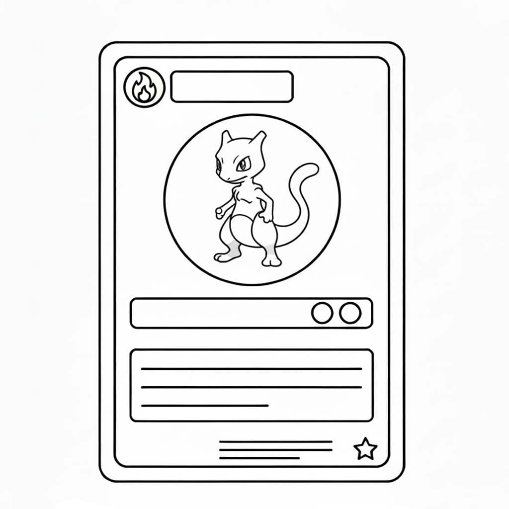 Fise de colorat cu Desenează Mewtwo Carte Pokemon