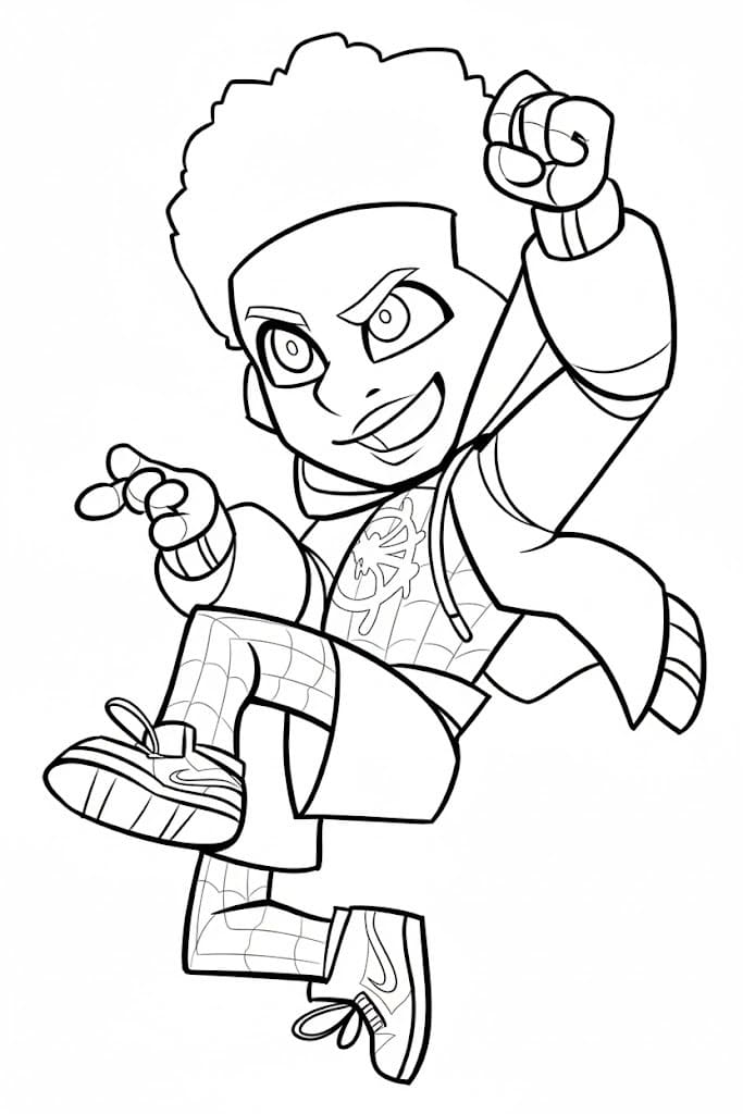 Fise de colorat cu Desenează Miles Morales imprimabil pentru copii