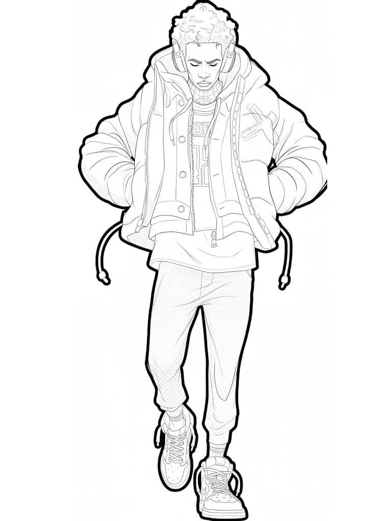 Fise de colorat cu Desenează Miles Morales simplu