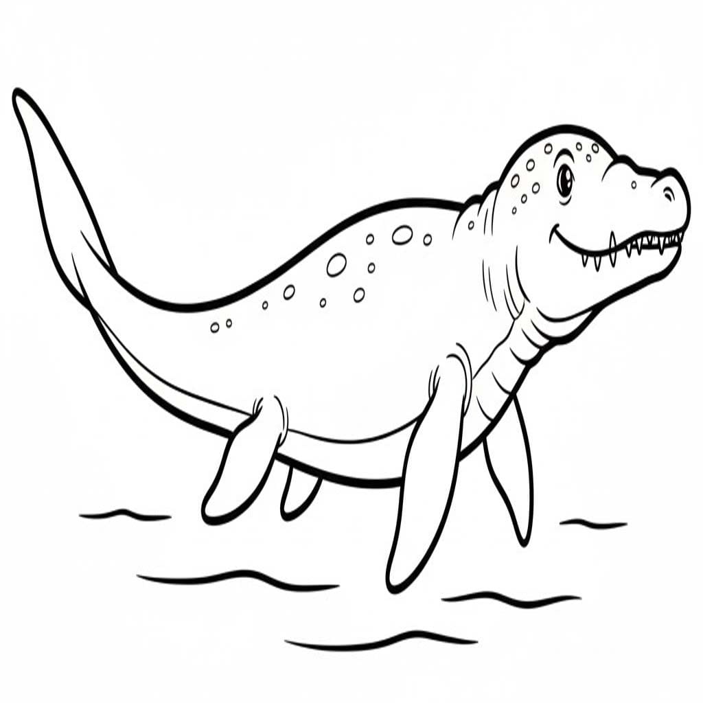 Fise de colorat cu Desenează Mosasaurus 1