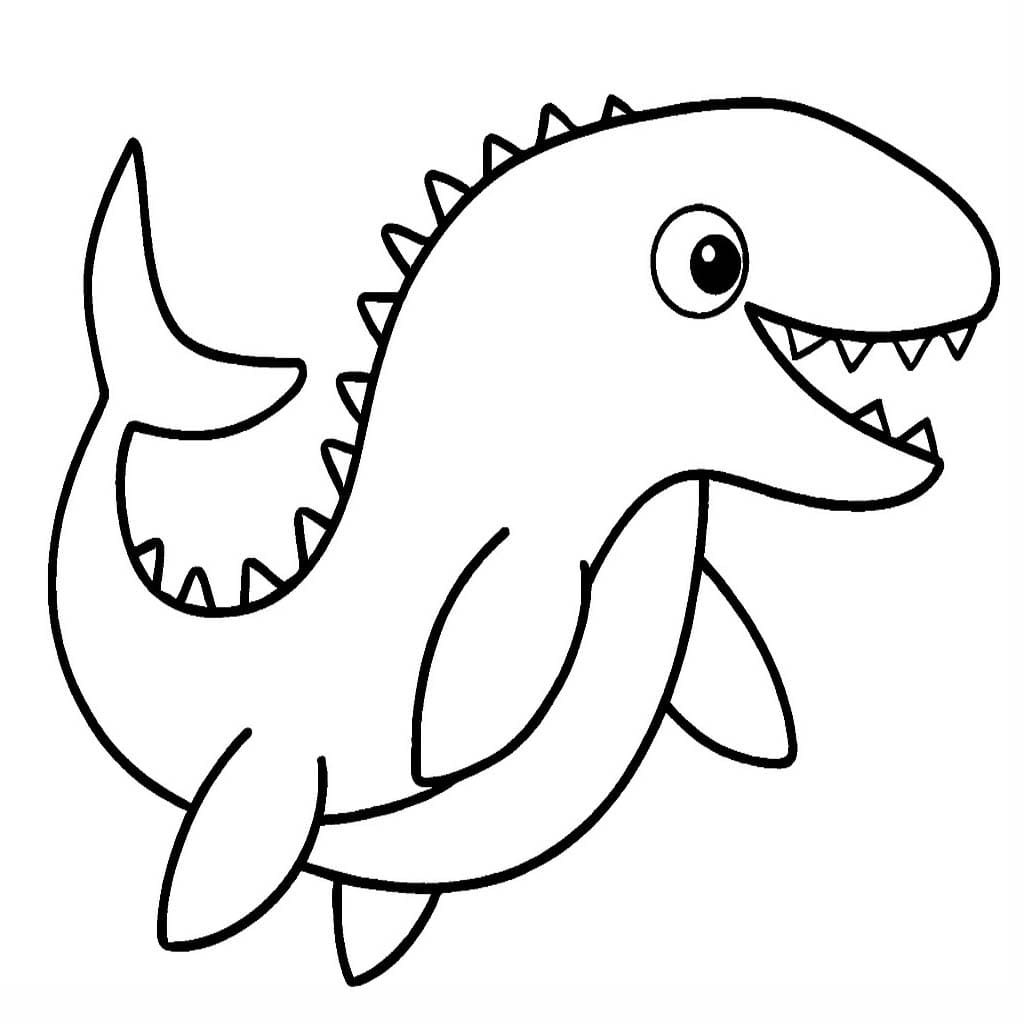 Fise de colorat cu Desenează Mosasaurus 2