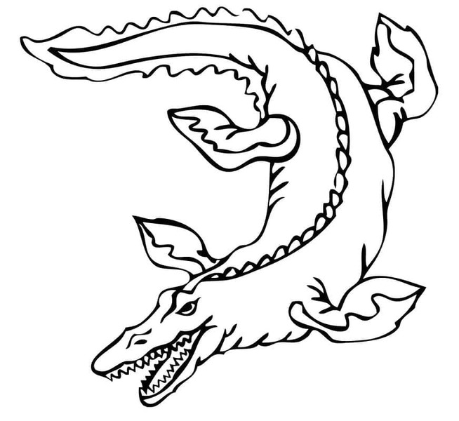 Fise de colorat cu Desenează Mosasaurus imprimabil gratuit uşor