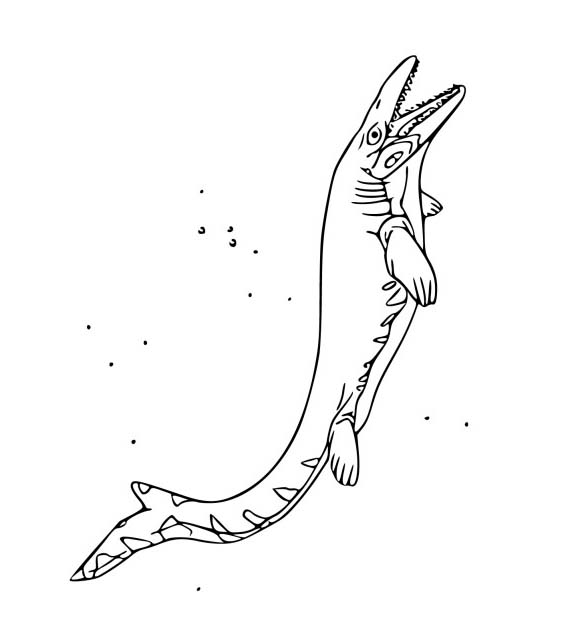 Fise de colorat cu Desenează Mosasaurus imprimabil simplu