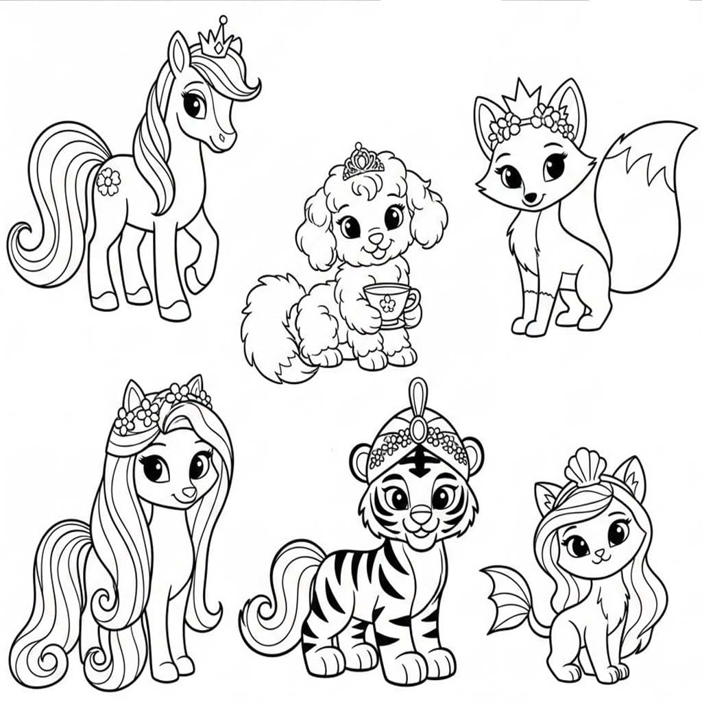 Fise de colorat cu Desenează Palace Pets 1