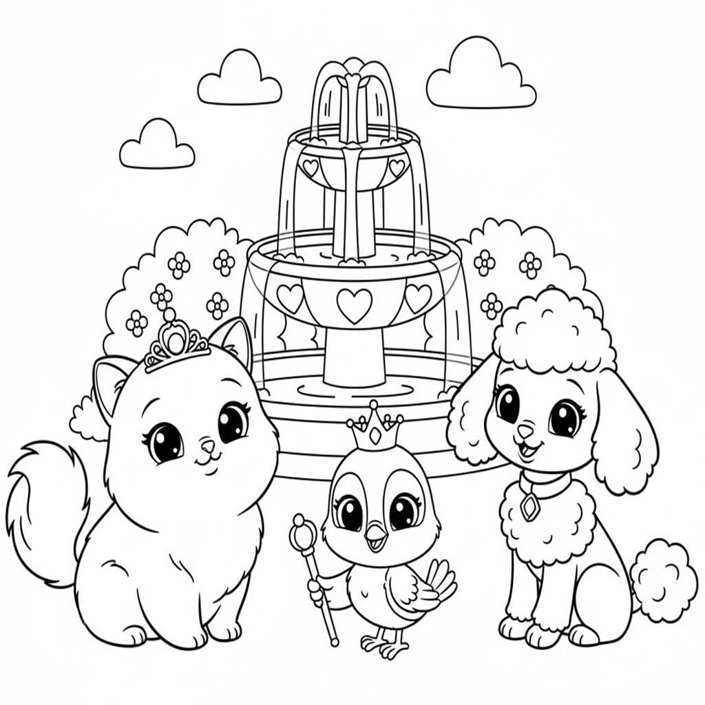 Fise de colorat cu Desenează Palace Pets 3