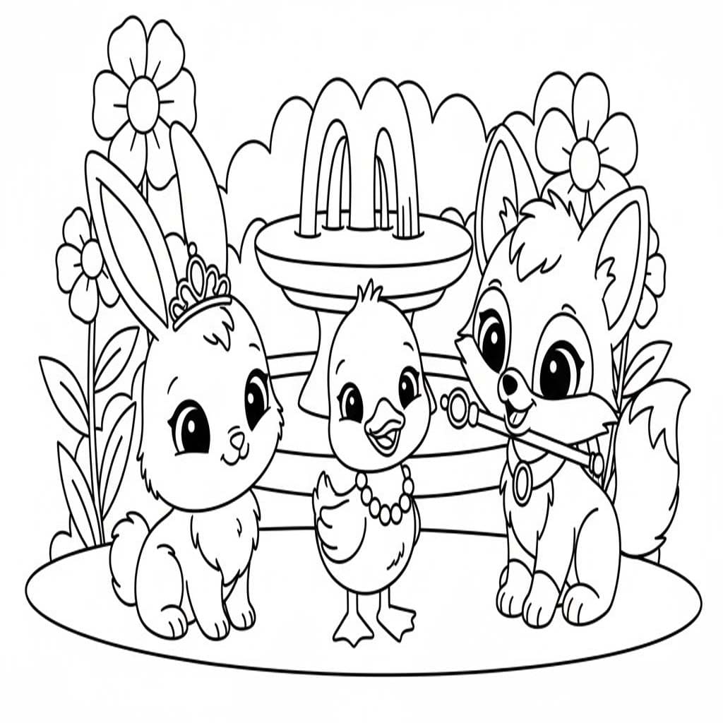 Fise de colorat cu Desenează Palace Pets 4